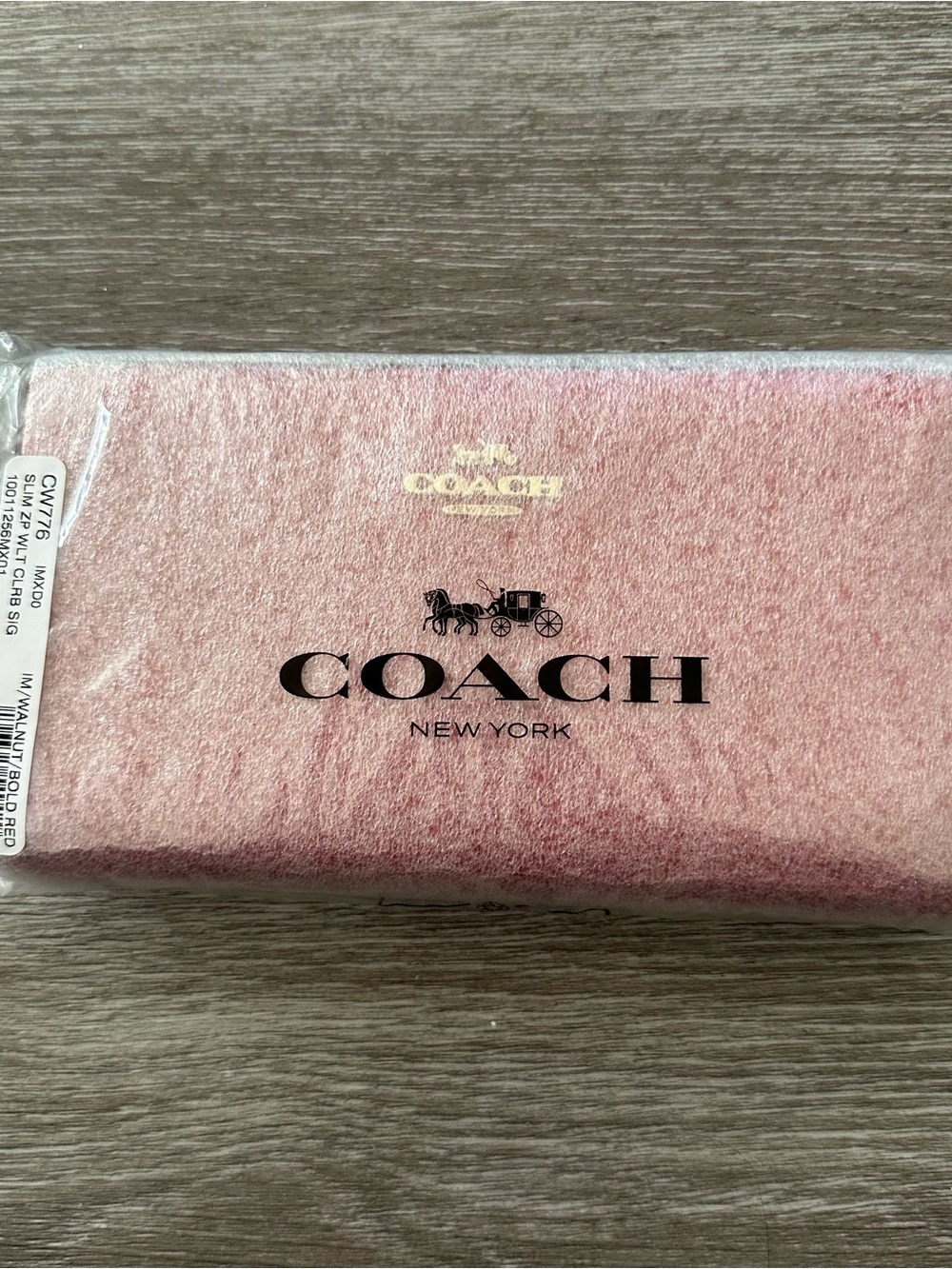 NWT Coach CW776 Slim Zip Wallet Bold Red Walnut Leather